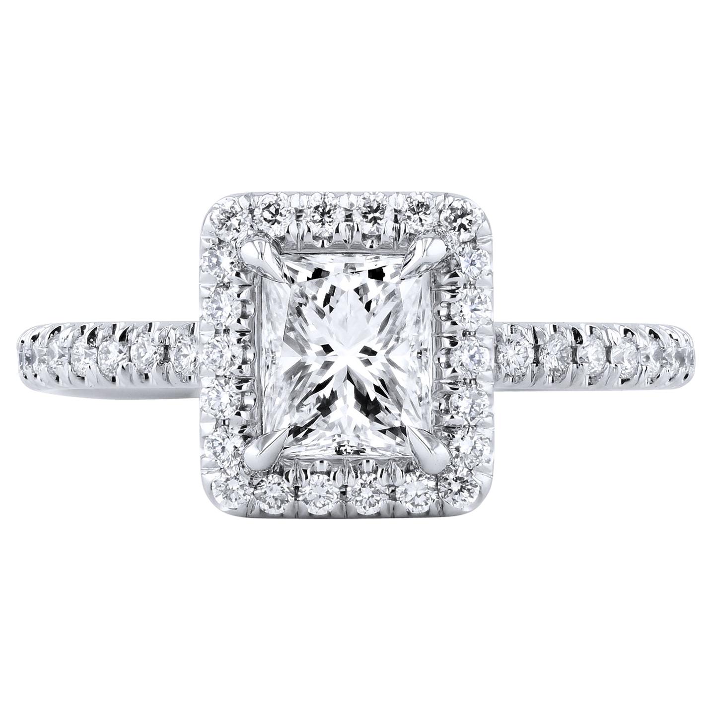 GIA Certified 0.92 Carat Radiant Cut Diamond Engagement Ring Handmade by H&H