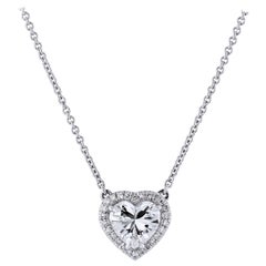 H & H Heart Shaped Diamond and 18 Karat White Gold Pendant