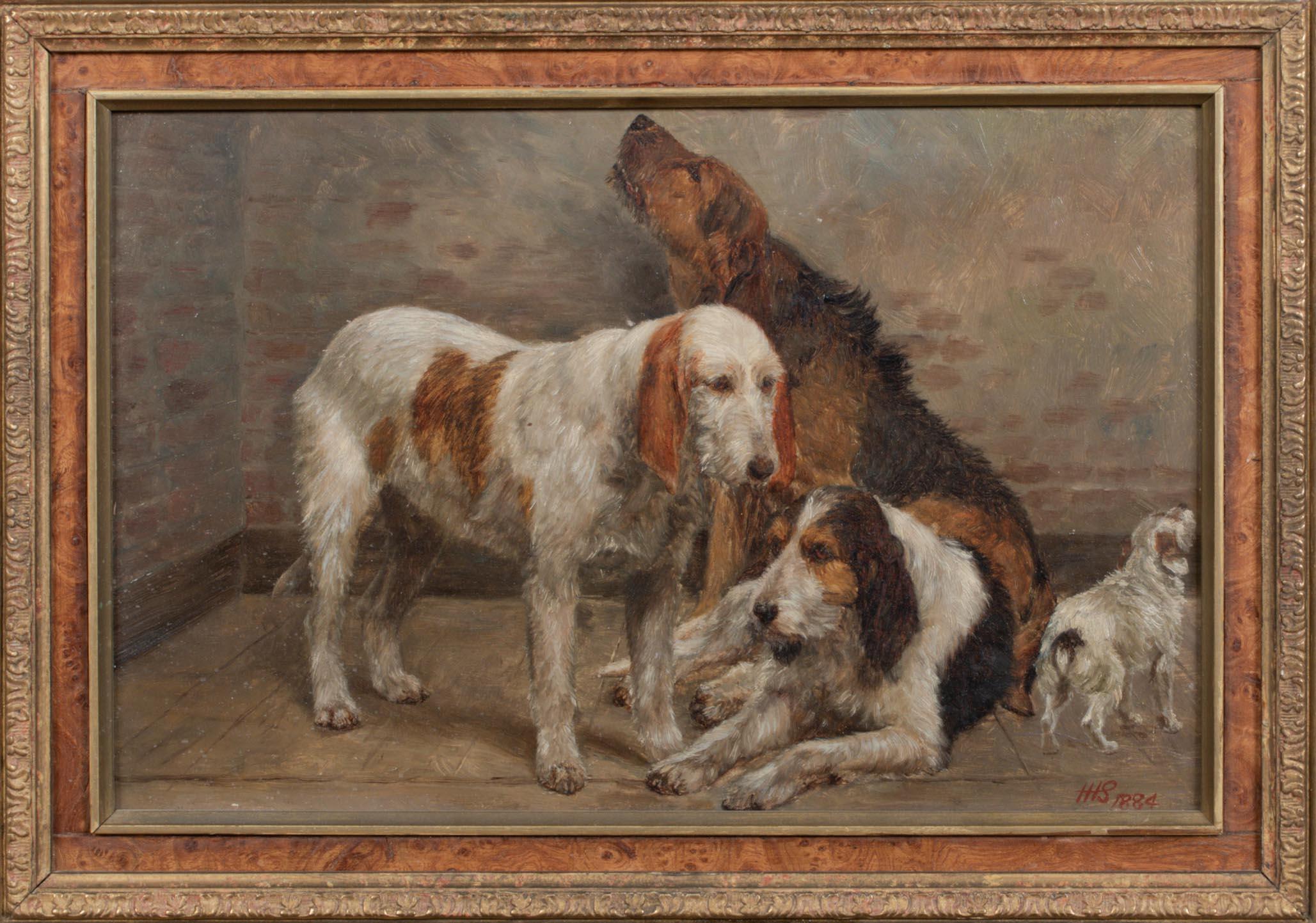 Waiting For Master, 19th Century

by  HENRY HARDY SIMPSON (1856-1920)


19th Century English interior scene of a pack of wire haired hounds awaiting their master, oil on panel by Henry Hardy Simpson. Good quality and condition study of the unusual