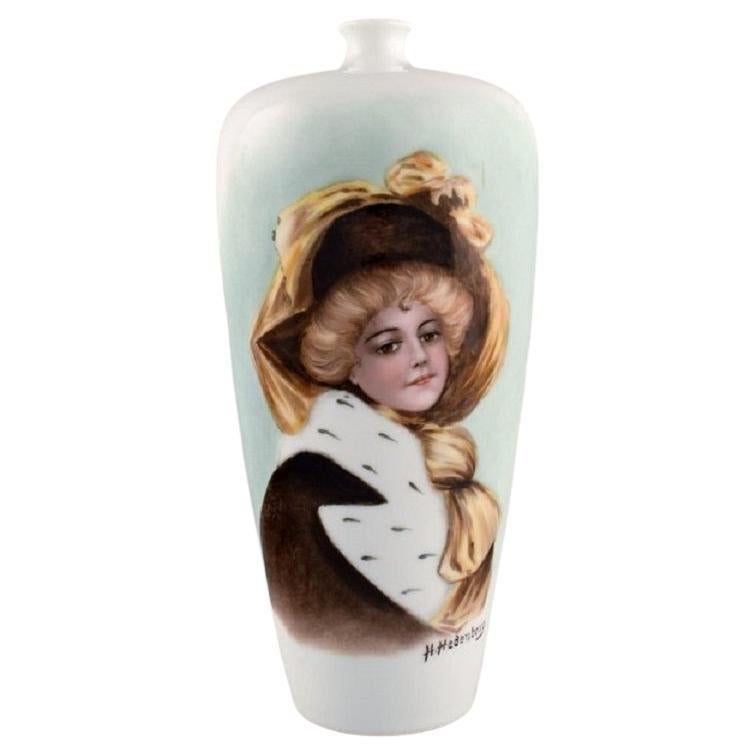 H. Hedenborg for Rosenthal. Antique vase in porcelain with female portrait. For Sale