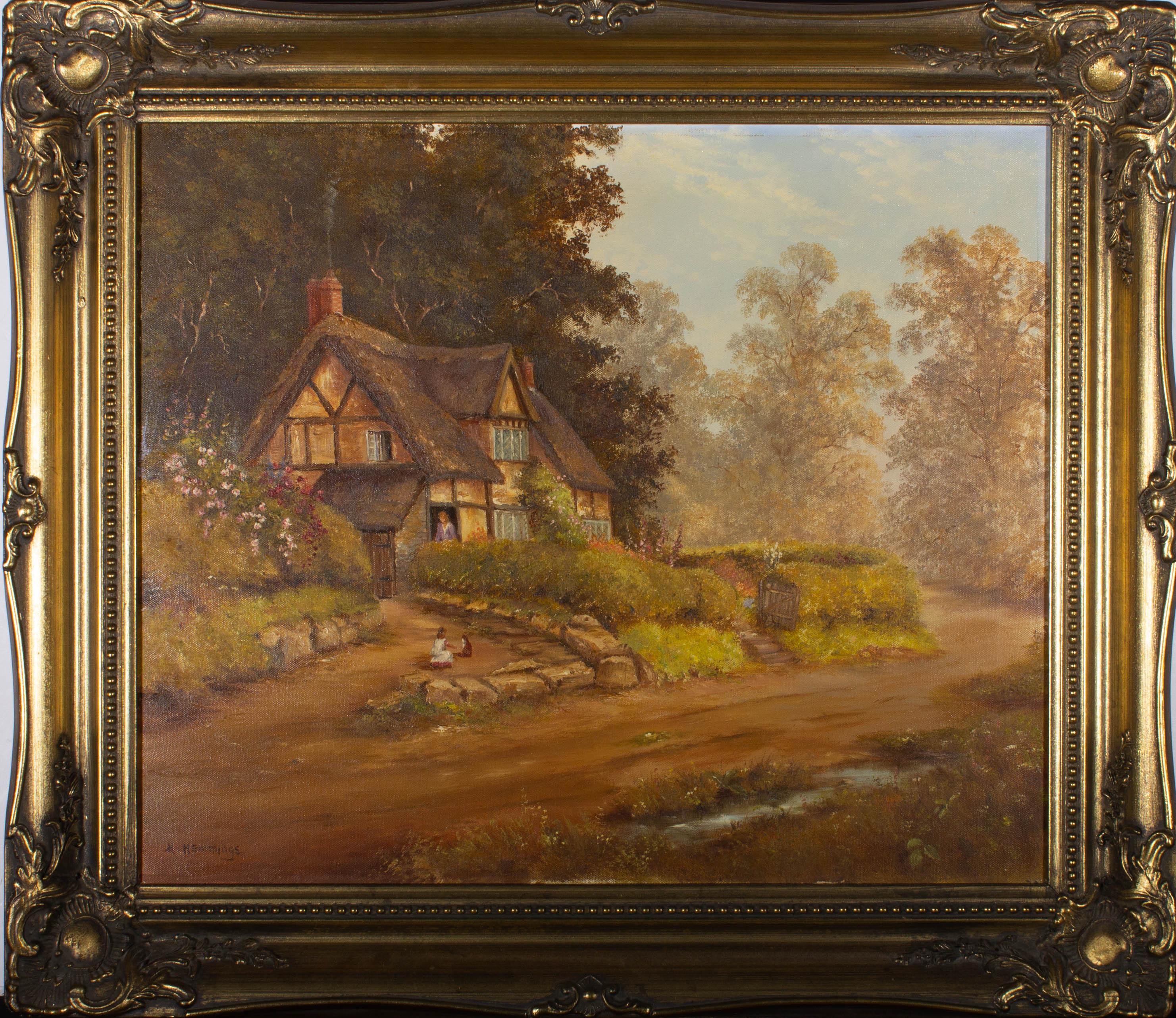 H. Hemmings - Contemporary Oil, Thatched Cottage 1