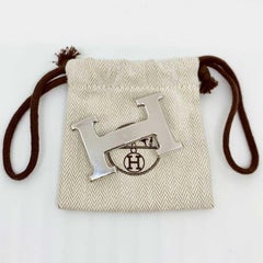 H HERMES Silver Belt Buckle