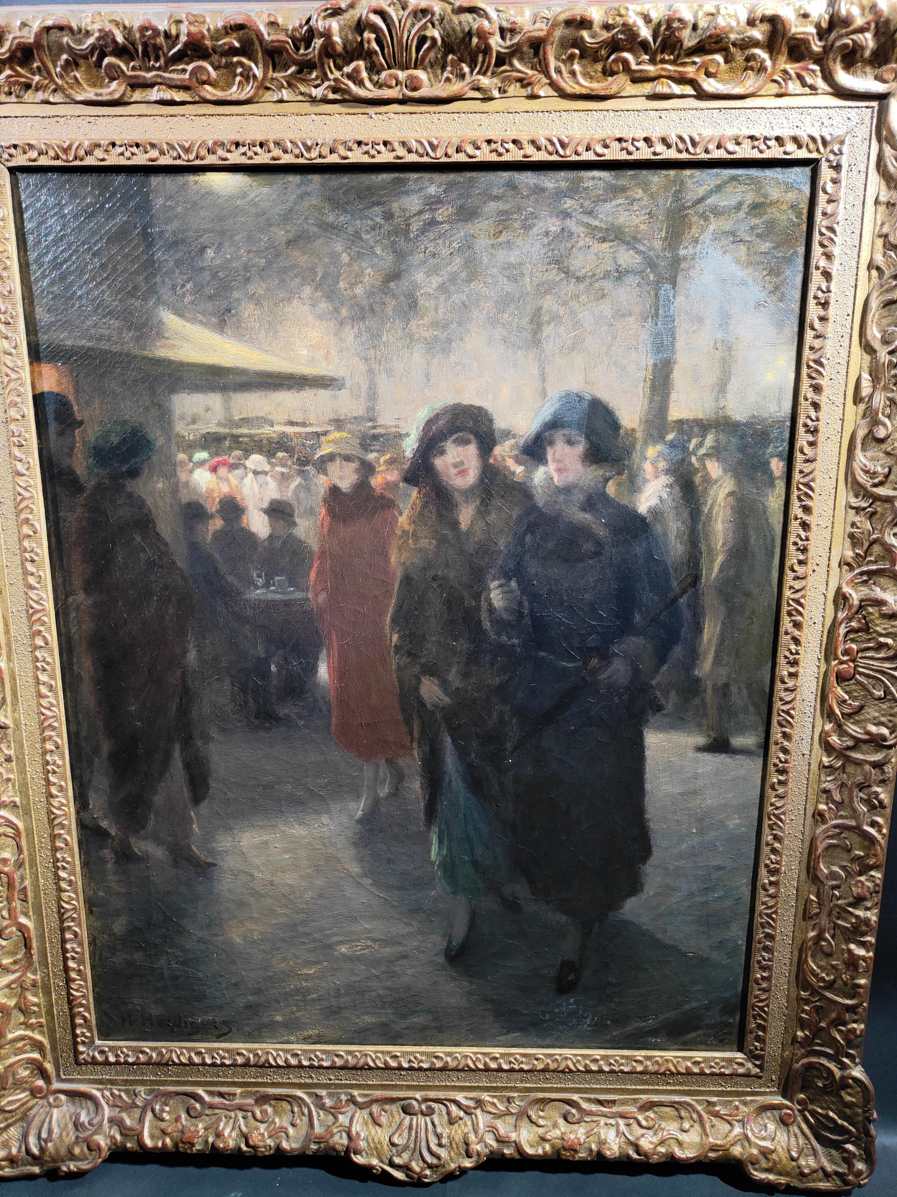 Early 20th Century H Heyligers 'Dutch, 1877-1967' Impressionist Scene Women in the Street