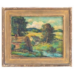 Antique H. Hilliard Smith Country Landscape Oil on Panel