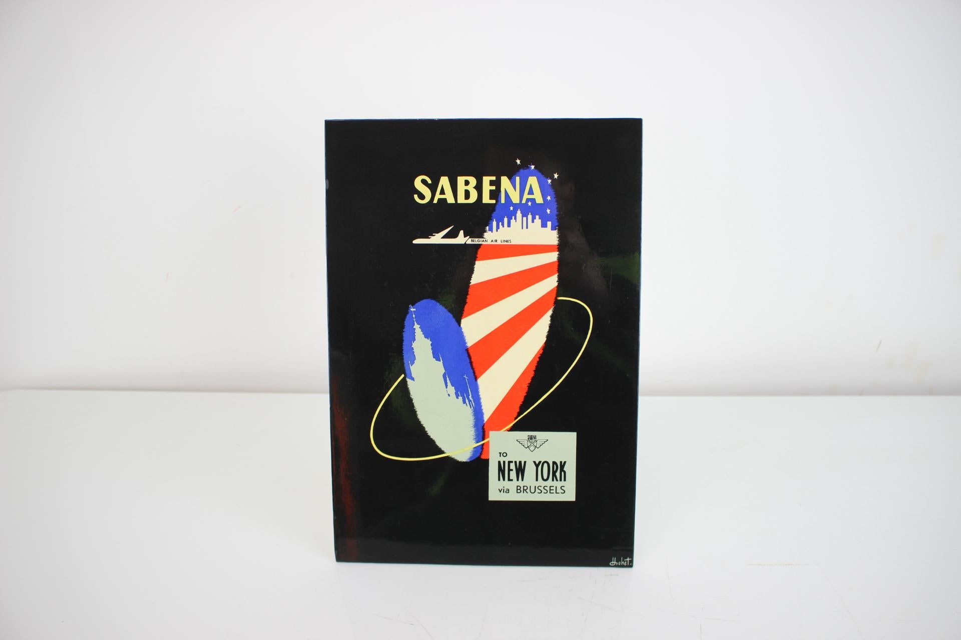 
- made of hard paper
- good, original condition.
SABENA is an acronym for The Societe Anonyme Belge d'Exploitation de la Navigation Arienne, or Belgian Corporation for Air Navigation Services. It was an airline based in Belgium, started in the