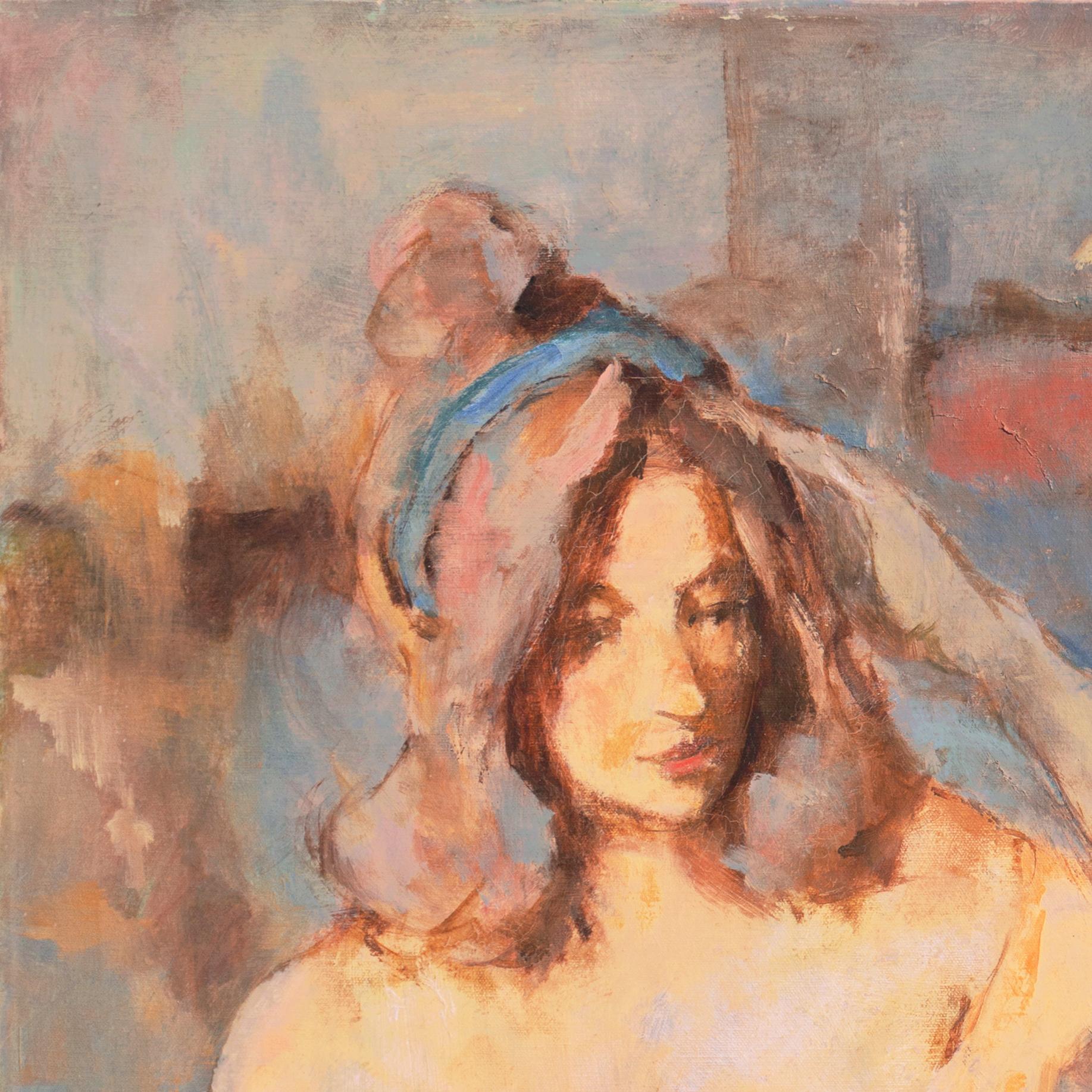 'Young Woman Seated' - Brown Figurative Painting by H. Howard Miller