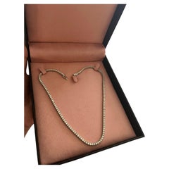 H/I 14K Gold Natural 12 Carat 10 pointer Diamond Tennis Necklace *SI1*