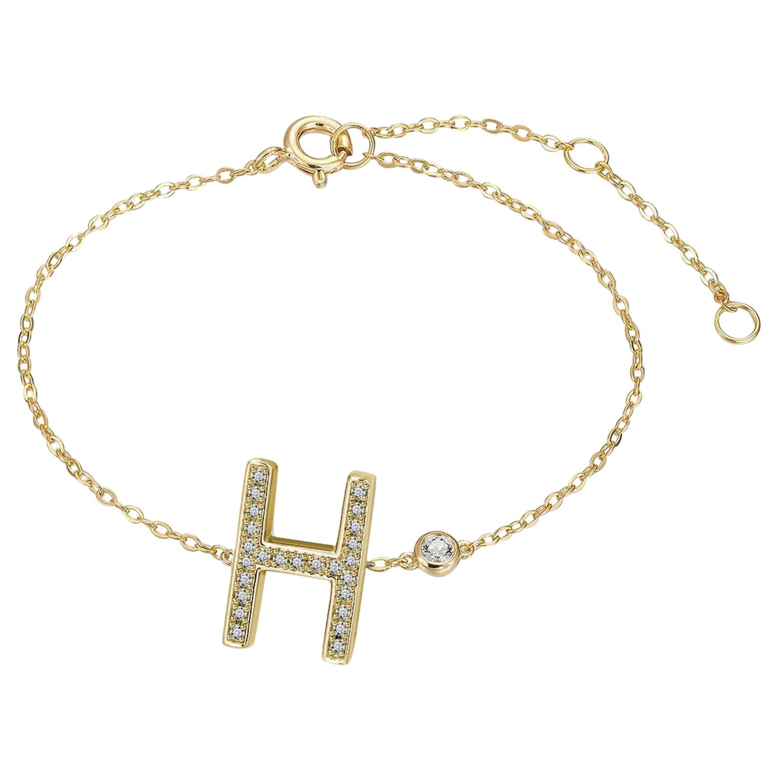 H Initial Bezel Chain Anklet For Sale at 1stDibs