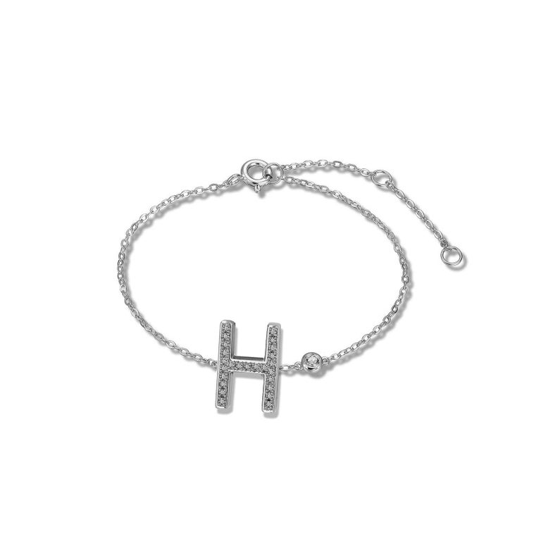 H Initial Bezel Chain Bracelet For Sale at 1stDibs