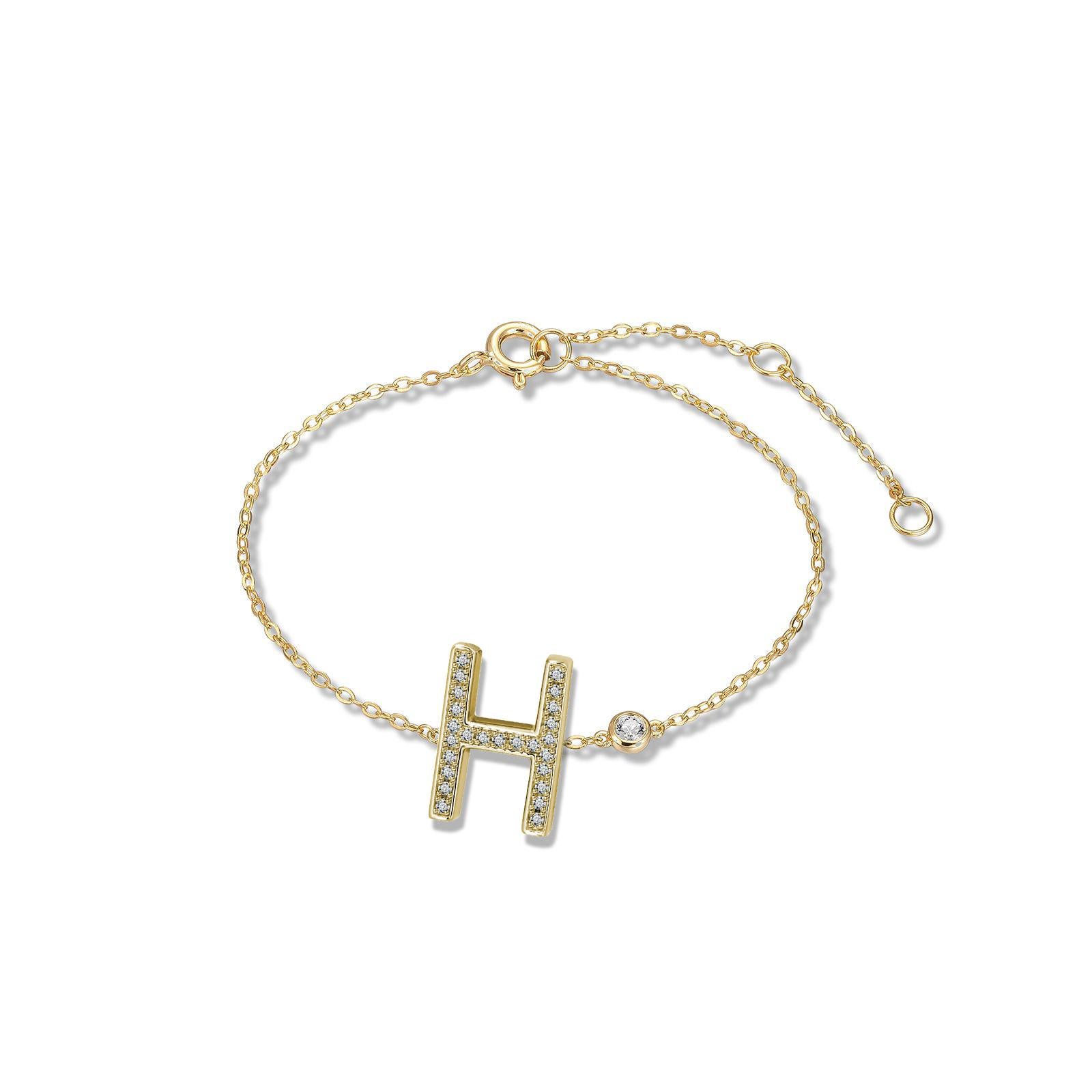 Modern H Initial Bezel Chain Bracelet For Sale