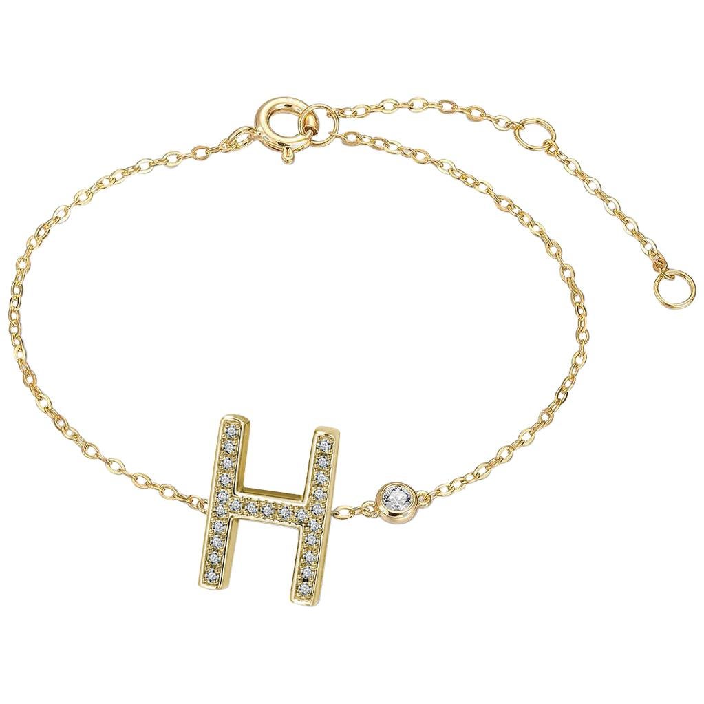 H Initial Bezel Chain Bracelet For Sale 