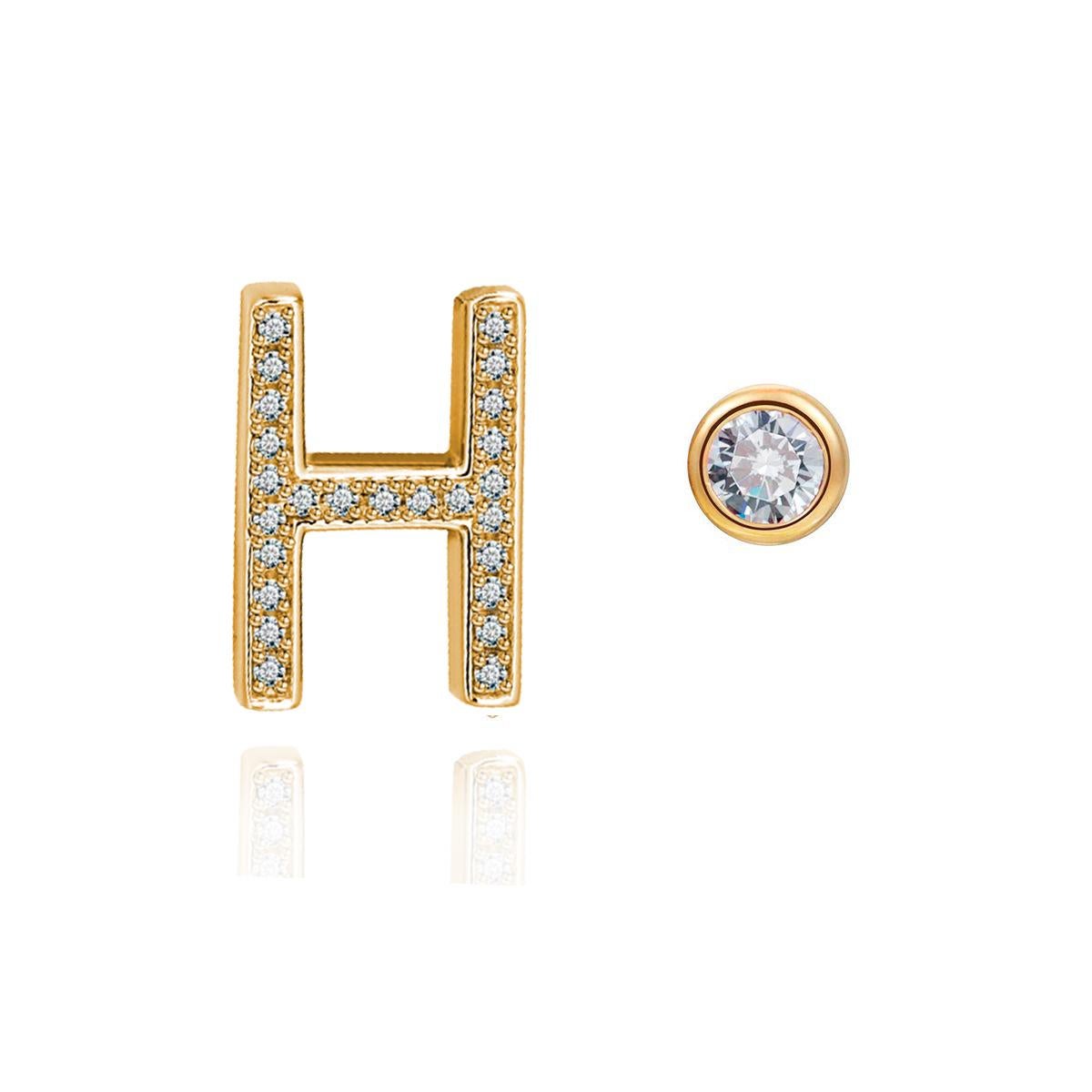 Modern H Initial Bezel Mismatched Earrings For Sale