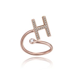 H-Initial Bezel Wire Ring