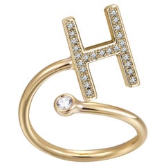 H-Initial Bezel Wire Ring