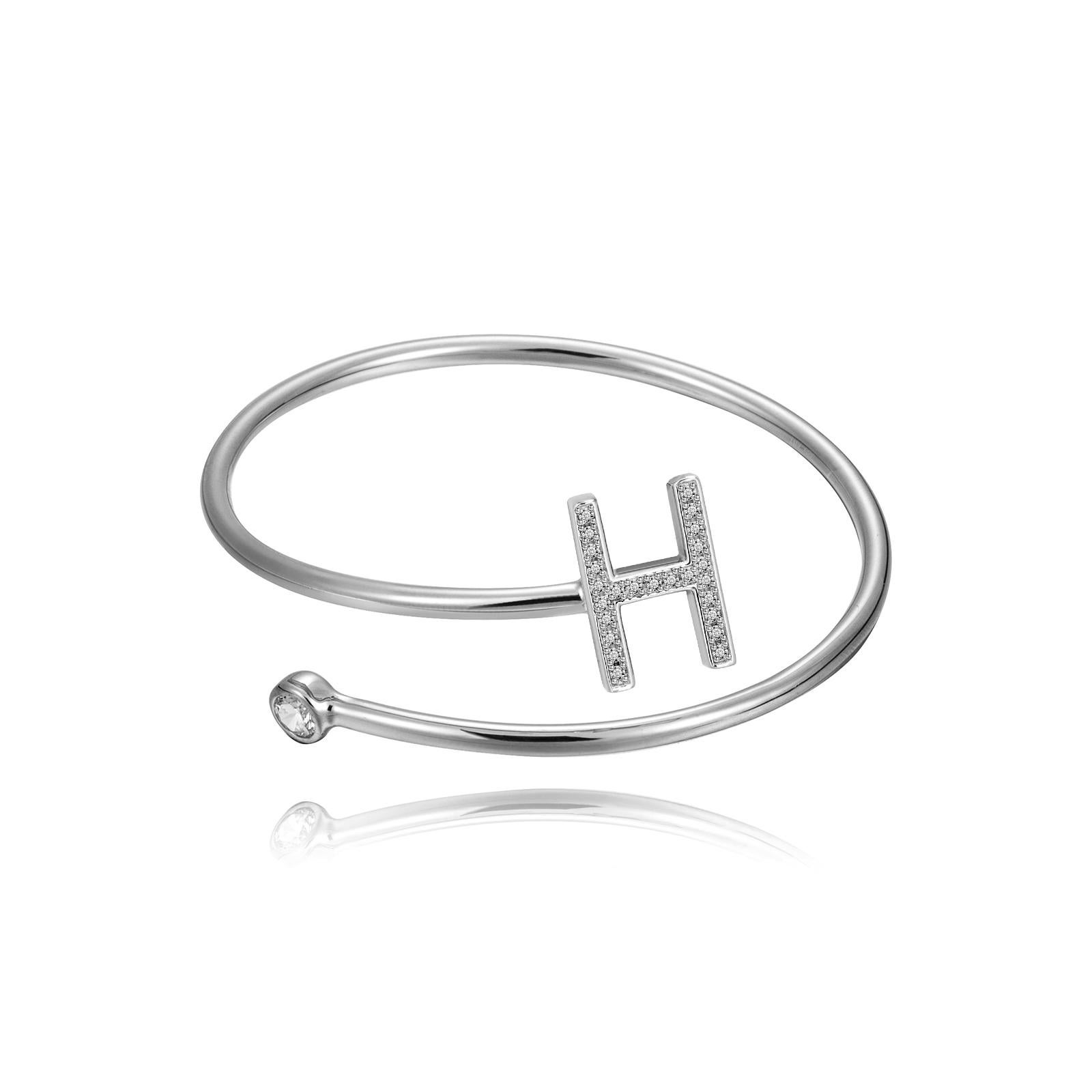 Modern H Initial Wire Bezel Cuff For Sale