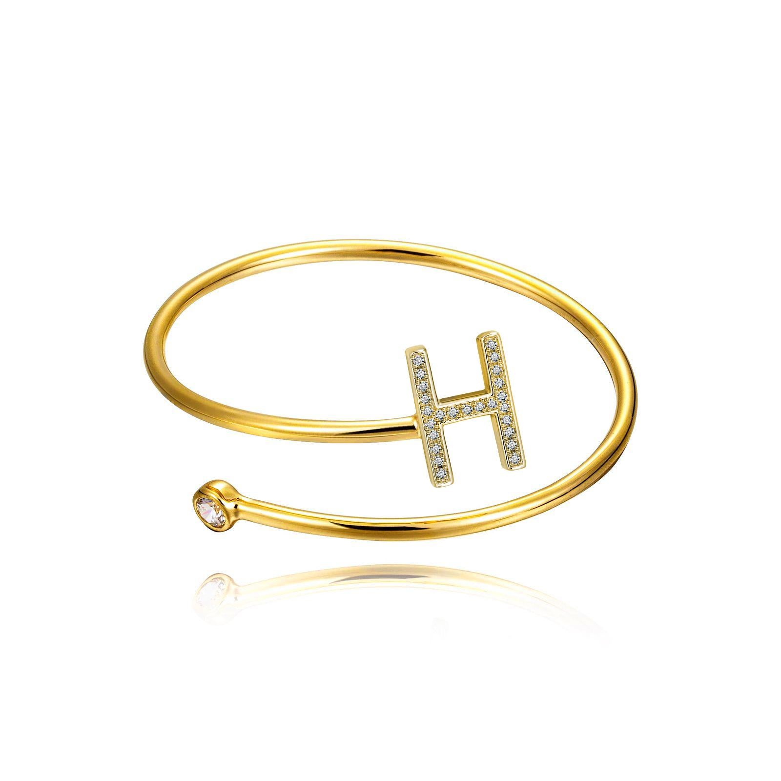 Trillion Cut H Initial Wire Bezel Cuff For Sale