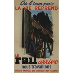 1944 original poster - SNCF - Là où le train passe, la vie reprend