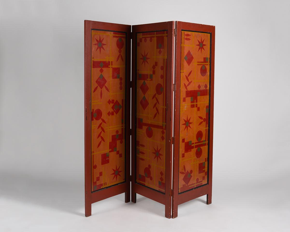 H. Johanssen, Three-panel Screen with Birds and Vines, Scandinavian, 1929