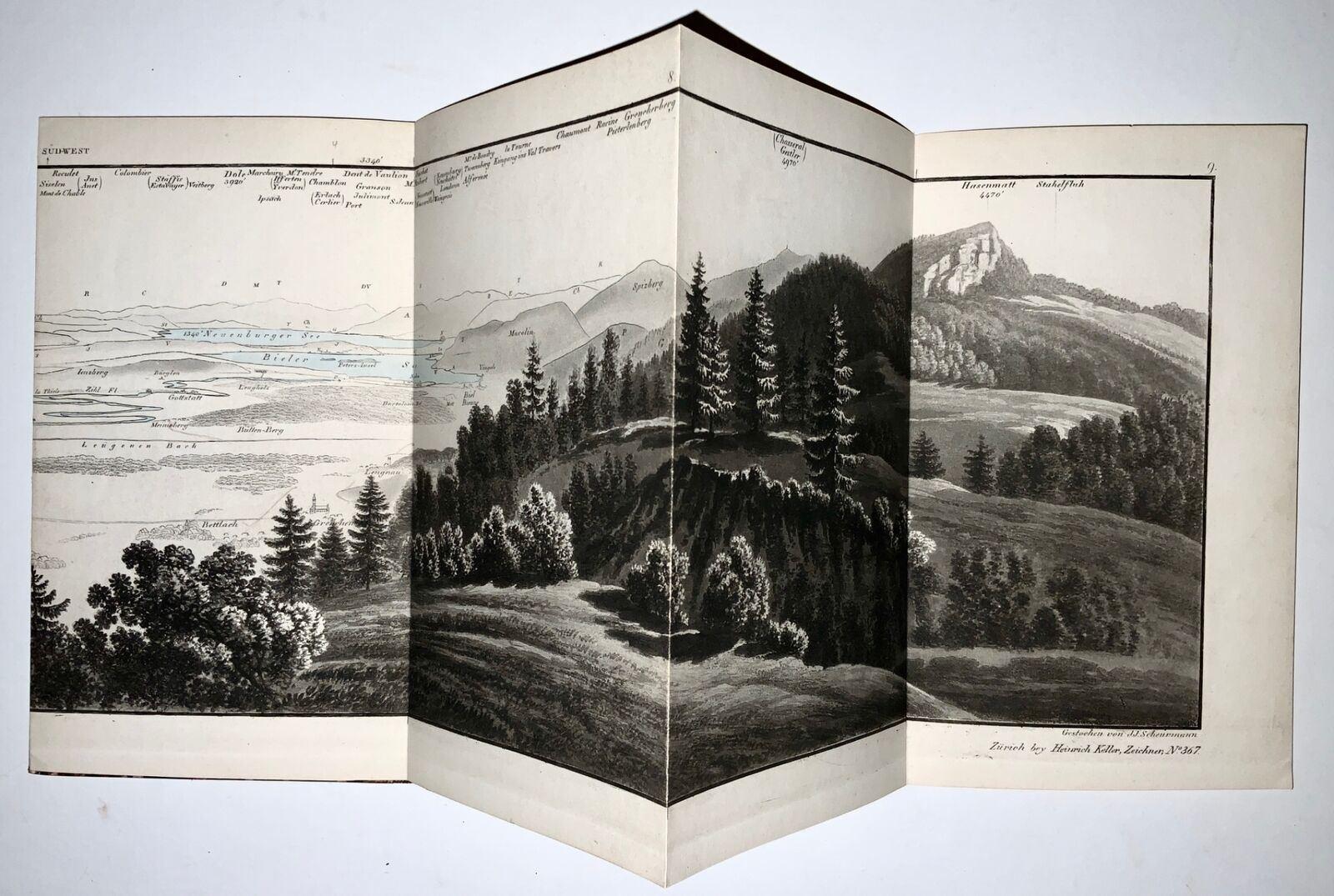 H. Keller, Schweiz, Aquatinta- Panorama Berner Oberland Hand-Kragen (Frühes 19. Jahrhundert) im Angebot
