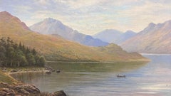 Loch Lomond Scotland Antique Signed Oil Painting on Canvas dated 1912
