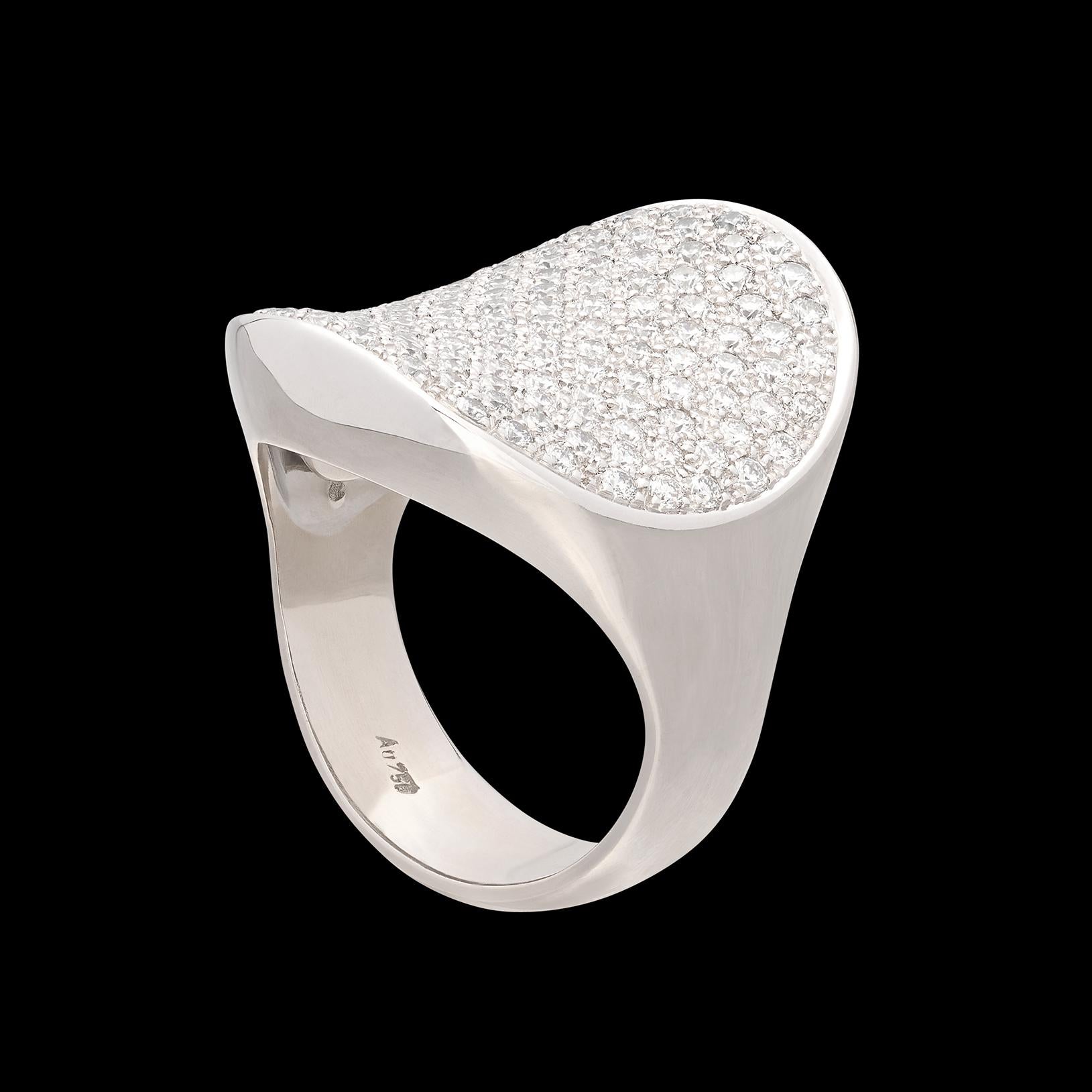Women's H. Krieger Diamond & 18k White Gold Ring For Sale