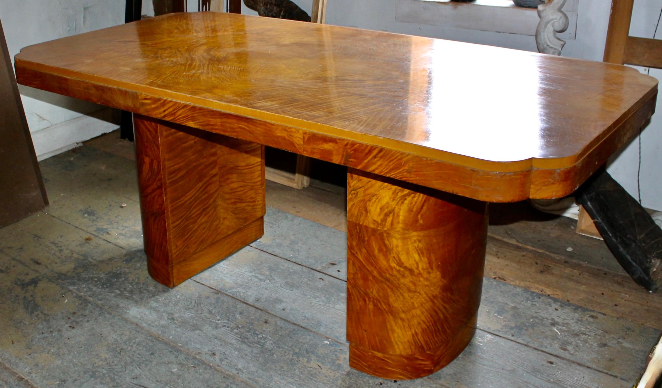 Art Deco H and L Epstein English Burr Maple Dining Table For Sale at ...