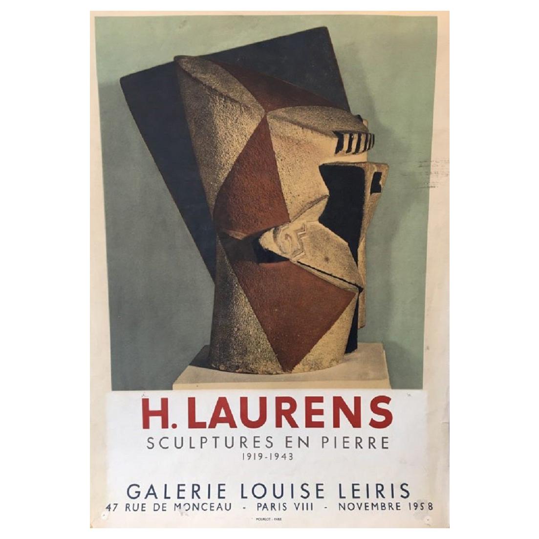 H. Laurens Sculptures En Pierre Original Vinatge Poster