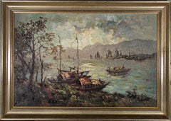 H. Leung - 20ème siècle, huile, bateaux de pêche