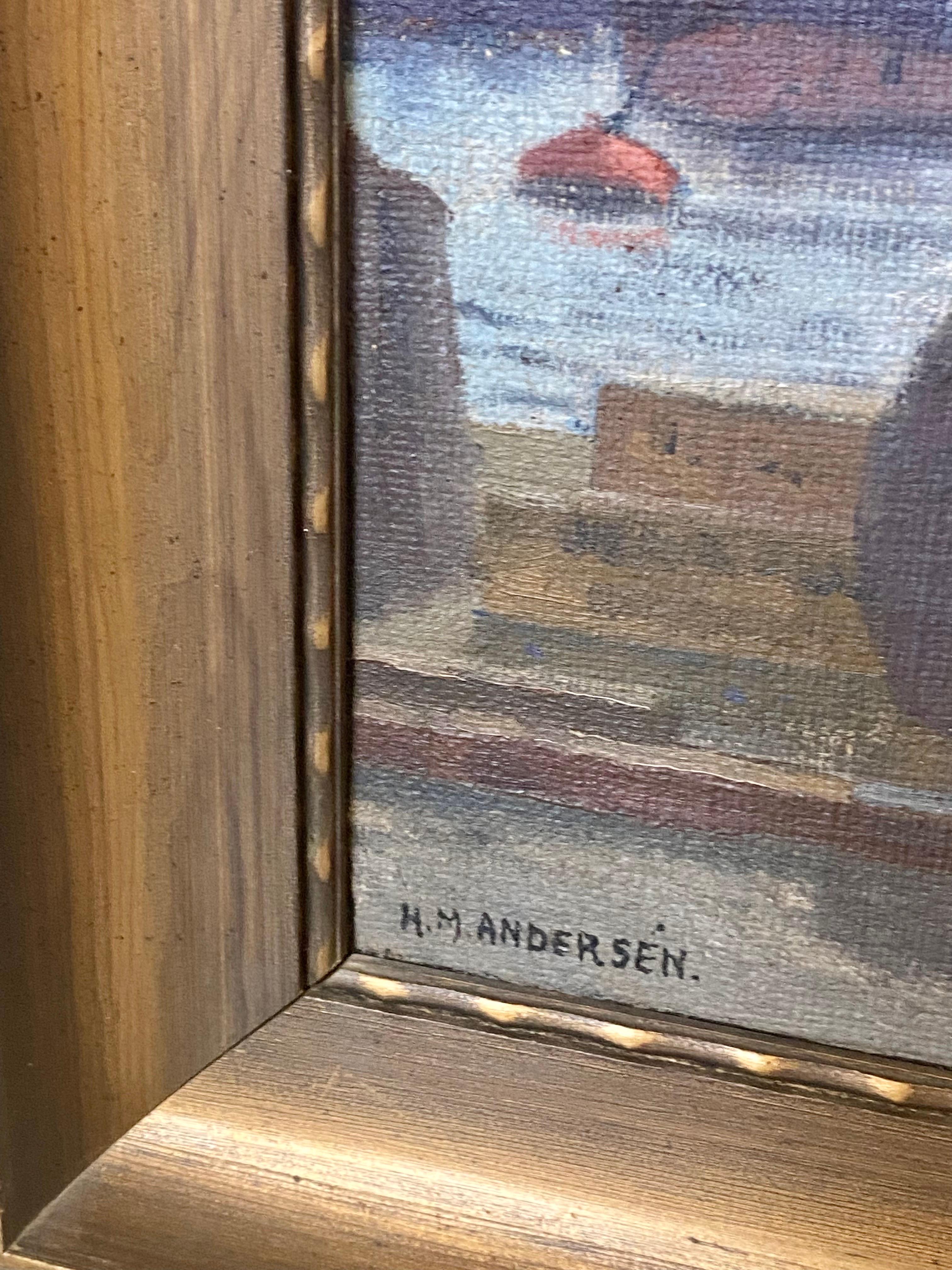 Atemberaubendes skandinavisch-impressionistisches Gemälde, das einen herrlichen Sonnenaufgang über dem Hafen von Göteborg in Schweden zeigt

Der Künstler hat auf wunderbare Weise eingefangen, wie das Licht der aufgehenden Sonne die Landschaft