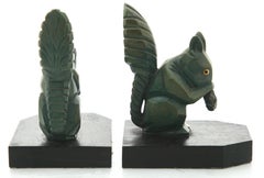 H. Moreau Signed Pair of Art Deco Squirrel Bookends, "Hippolyte François Moreau"