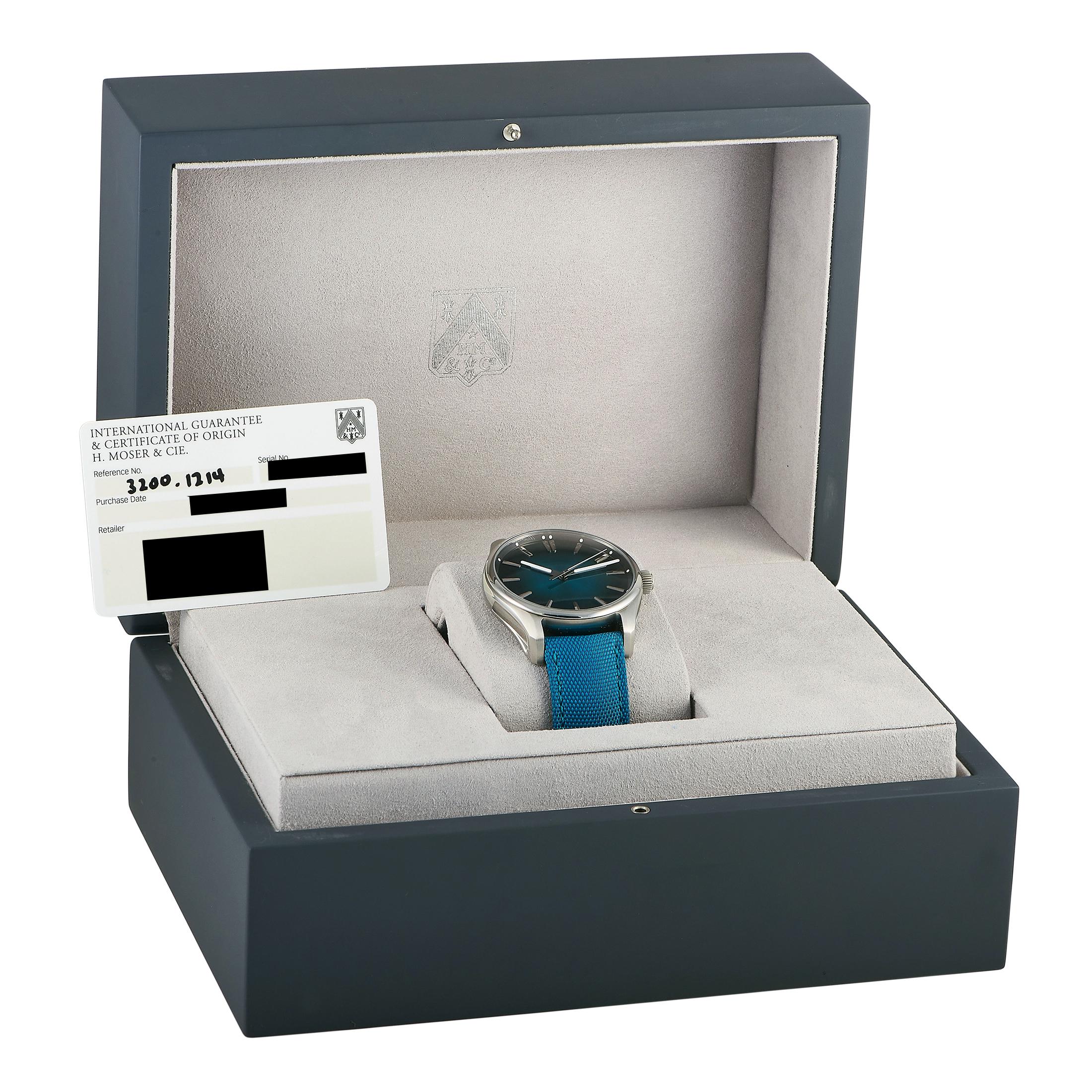 H. Moser & Cie Pioneer Center Seconds Mega Cool Blue Lagoon Watch 3200.1214 1
