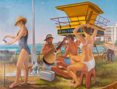 H. N. Almond (1918-2000) - Contemporary Oil, Beach Party, Cronulla