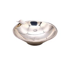 H. Nils 1970 Denmark Modernism Geometric Round Ashtray Cup .925 Sterling Silver