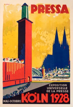 "Pressa - Koln (World Press Exhibition)" Cologne Germany Original Vintage Poster