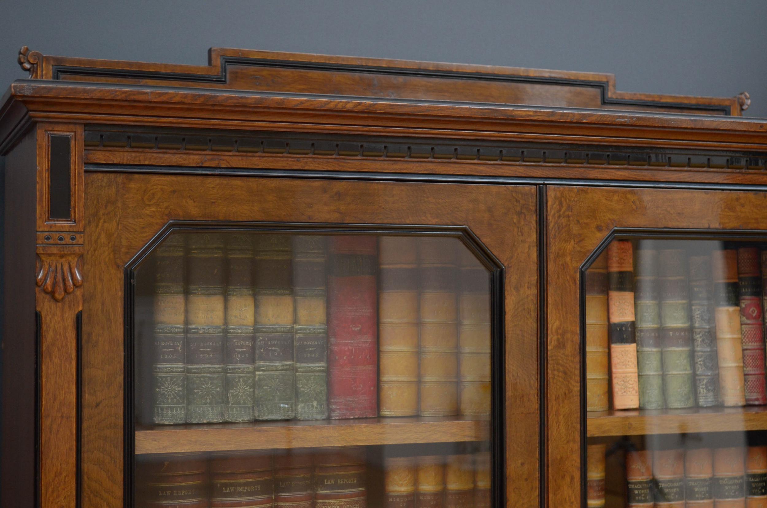 H. Ogden Victorian Pollard Oak Glazed Bookcase 6
