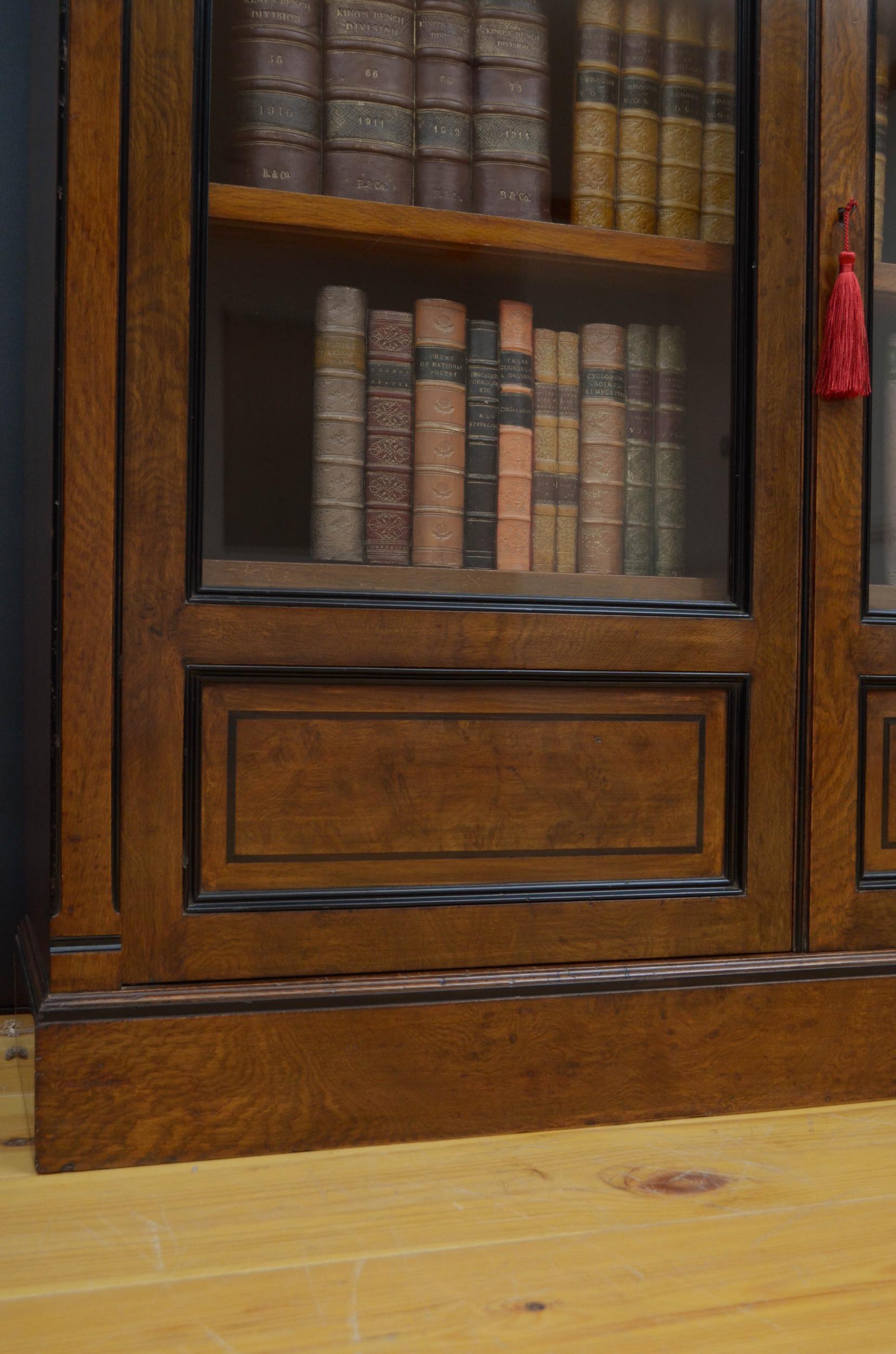 H. Ogden Victorian Pollard Oak Glazed Bookcase 8