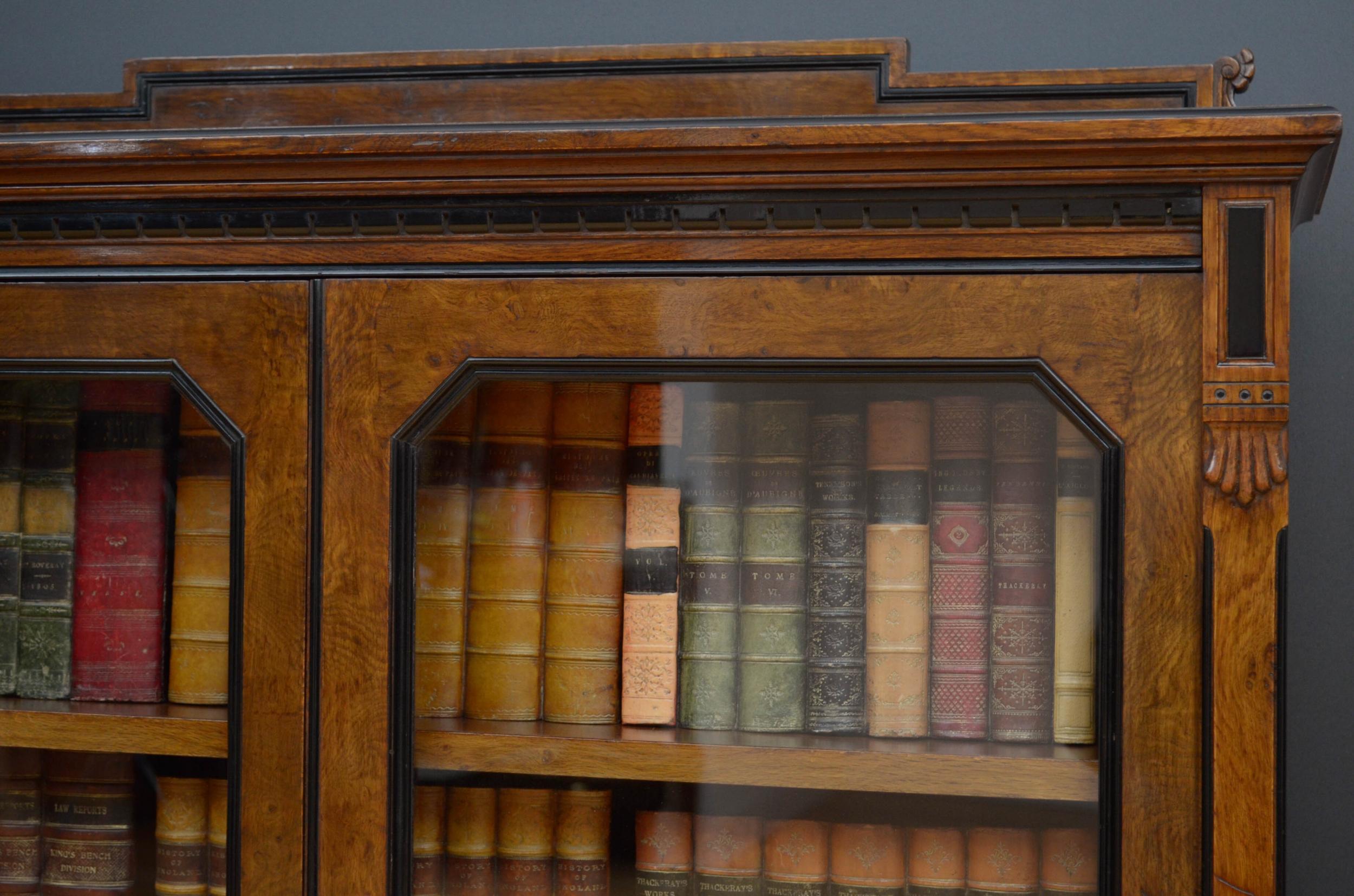 H. Ogden Victorian Pollard Oak Glazed Bookcase 9
