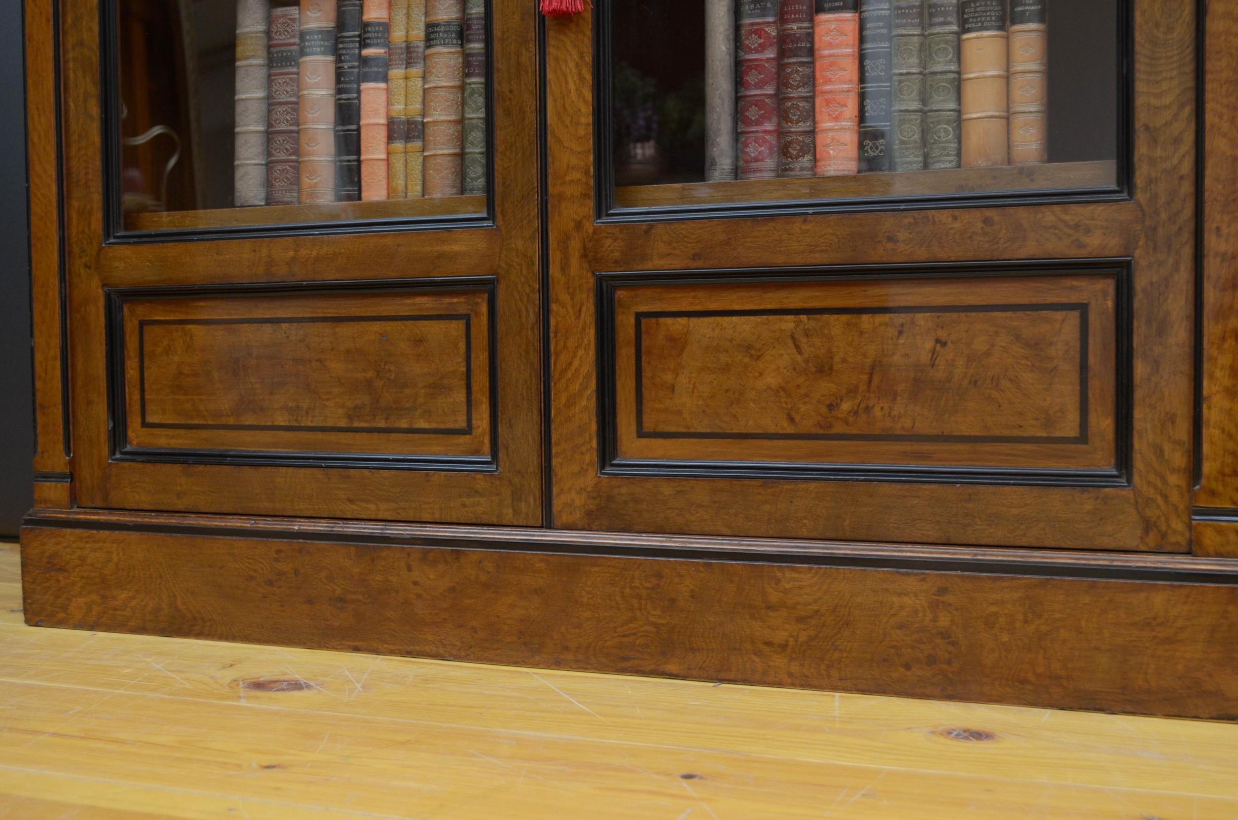 H. Ogden Victorian Pollard Oak Glazed Bookcase 10