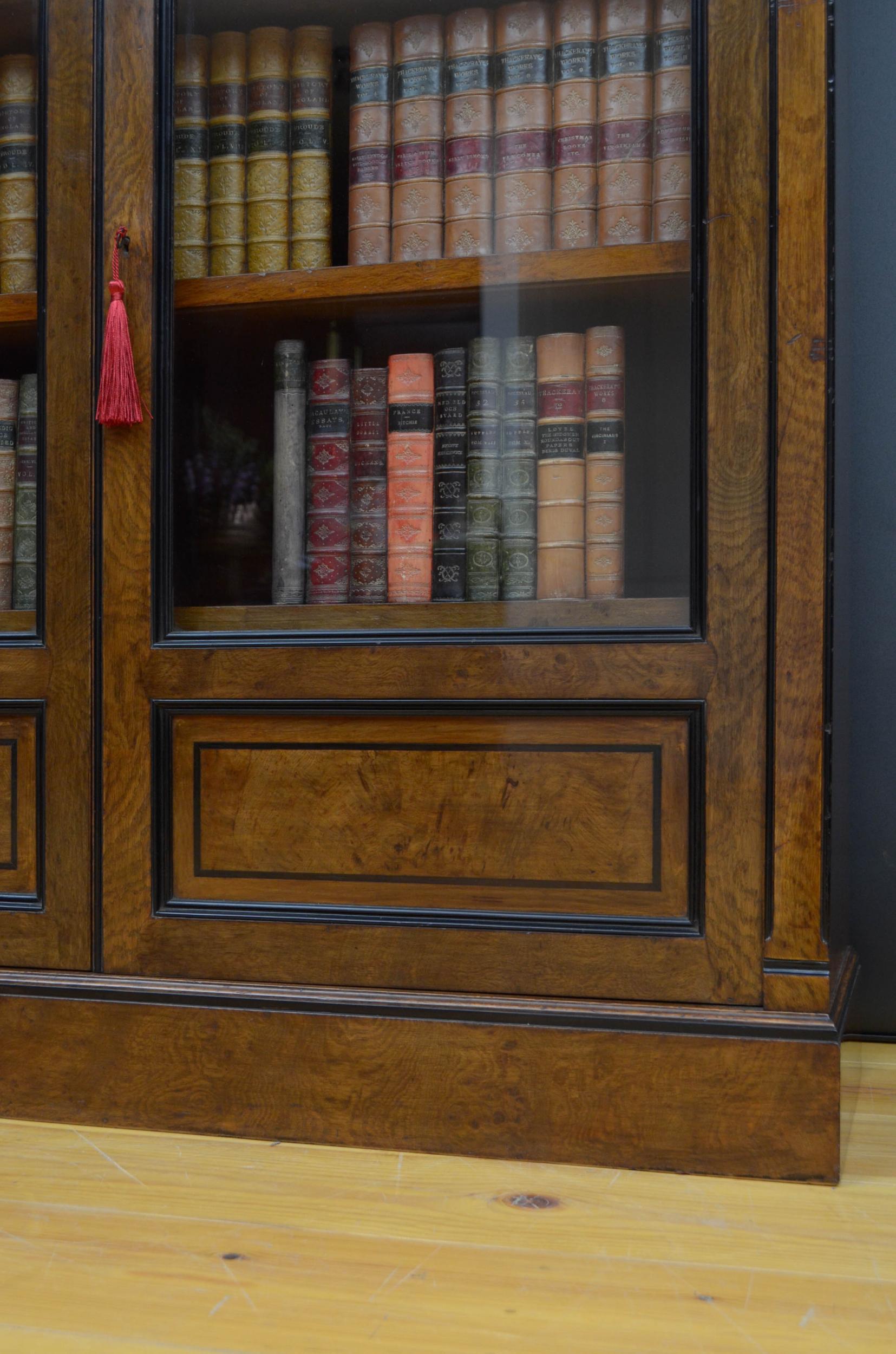 H. Ogden Victorian Pollard Oak Glazed Bookcase 11