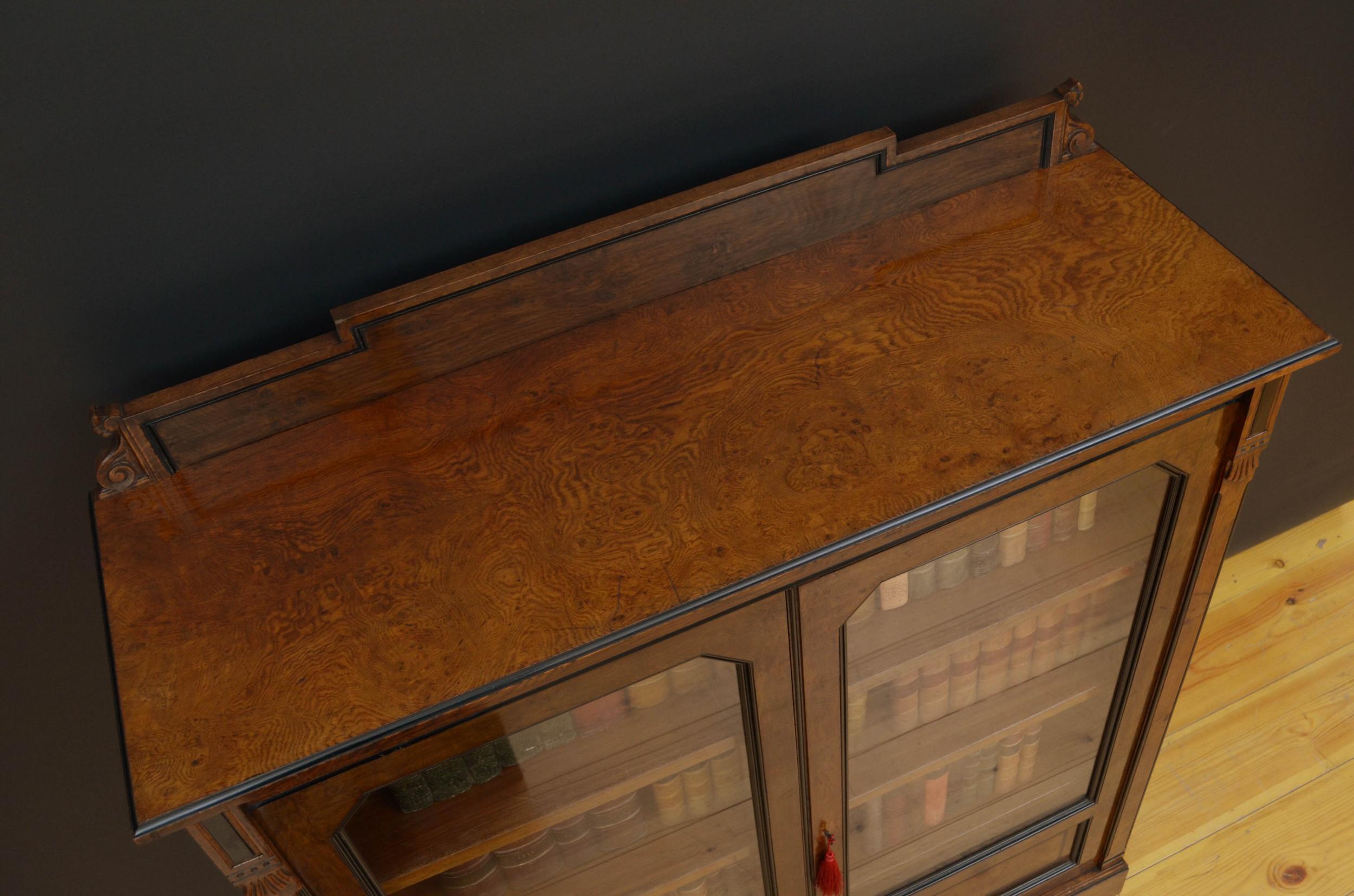 H. Ogden Victorian Pollard Oak Glazed Bookcase 2