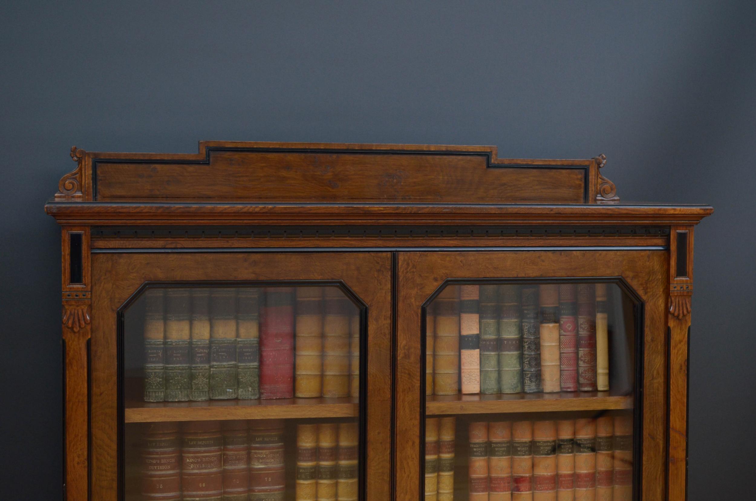H. Ogden Victorian Pollard Oak Glazed Bookcase 5