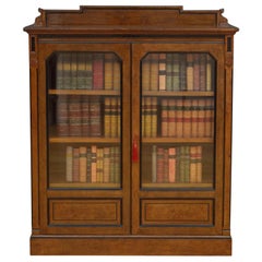 H. Ogden Victorian Pollard Oak Glazed Bookcase