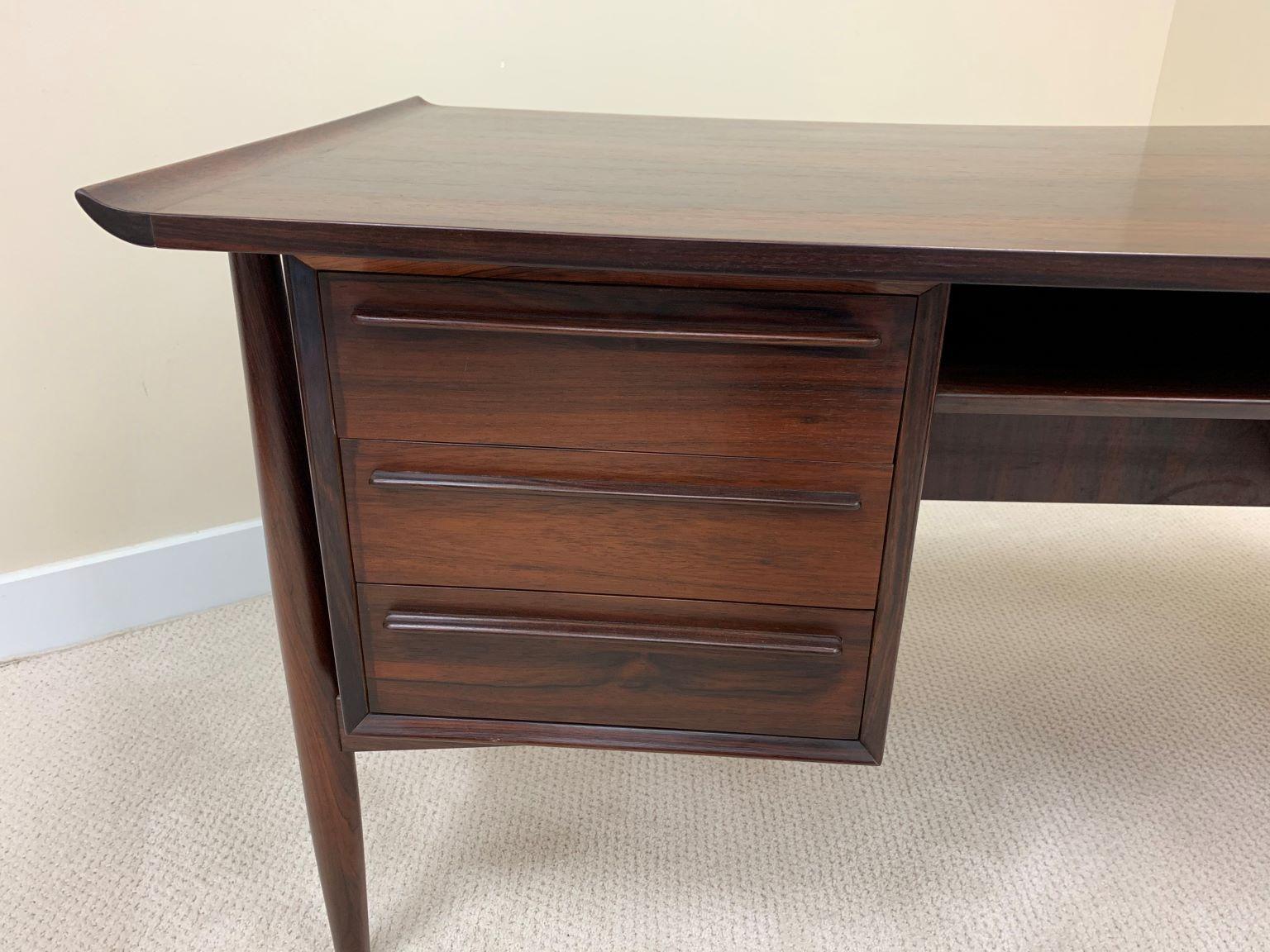 Mid-20th Century Mid Century H P Hansen Danish Modern Rosewood Desk Made in Denmark, circa 1960