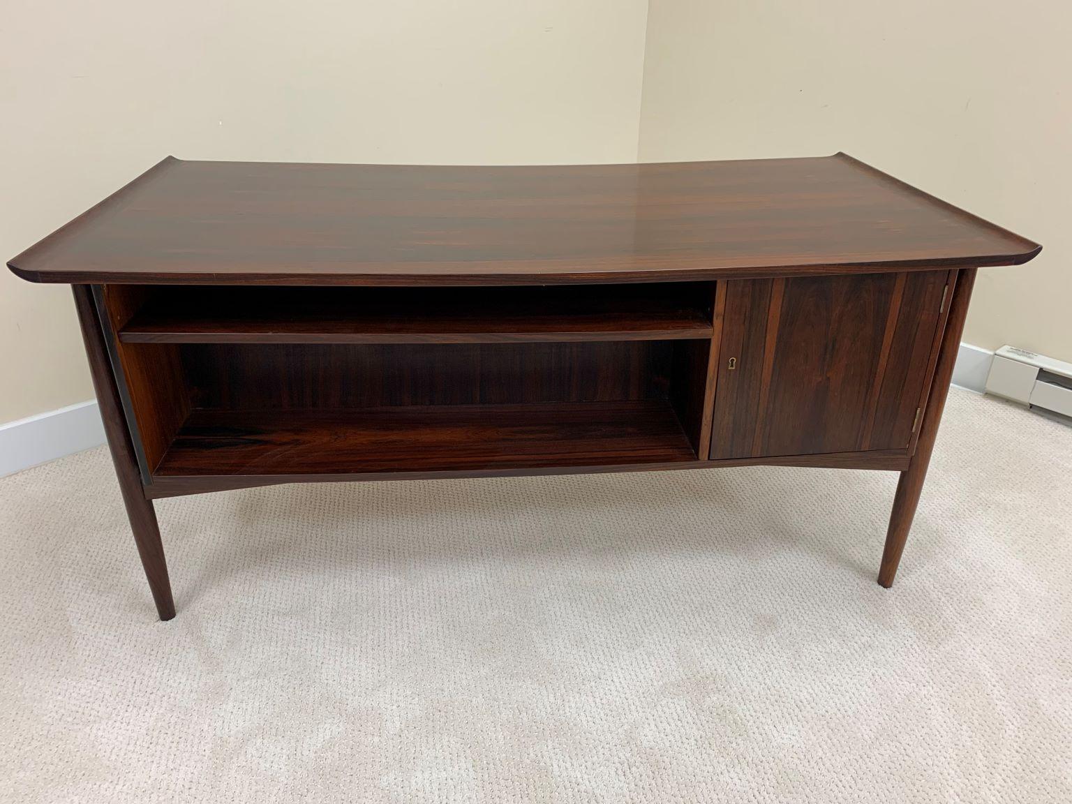 Mid Century H P Hansen Danish Modern Rosewood Desk Made in Denmark, circa 1960 2