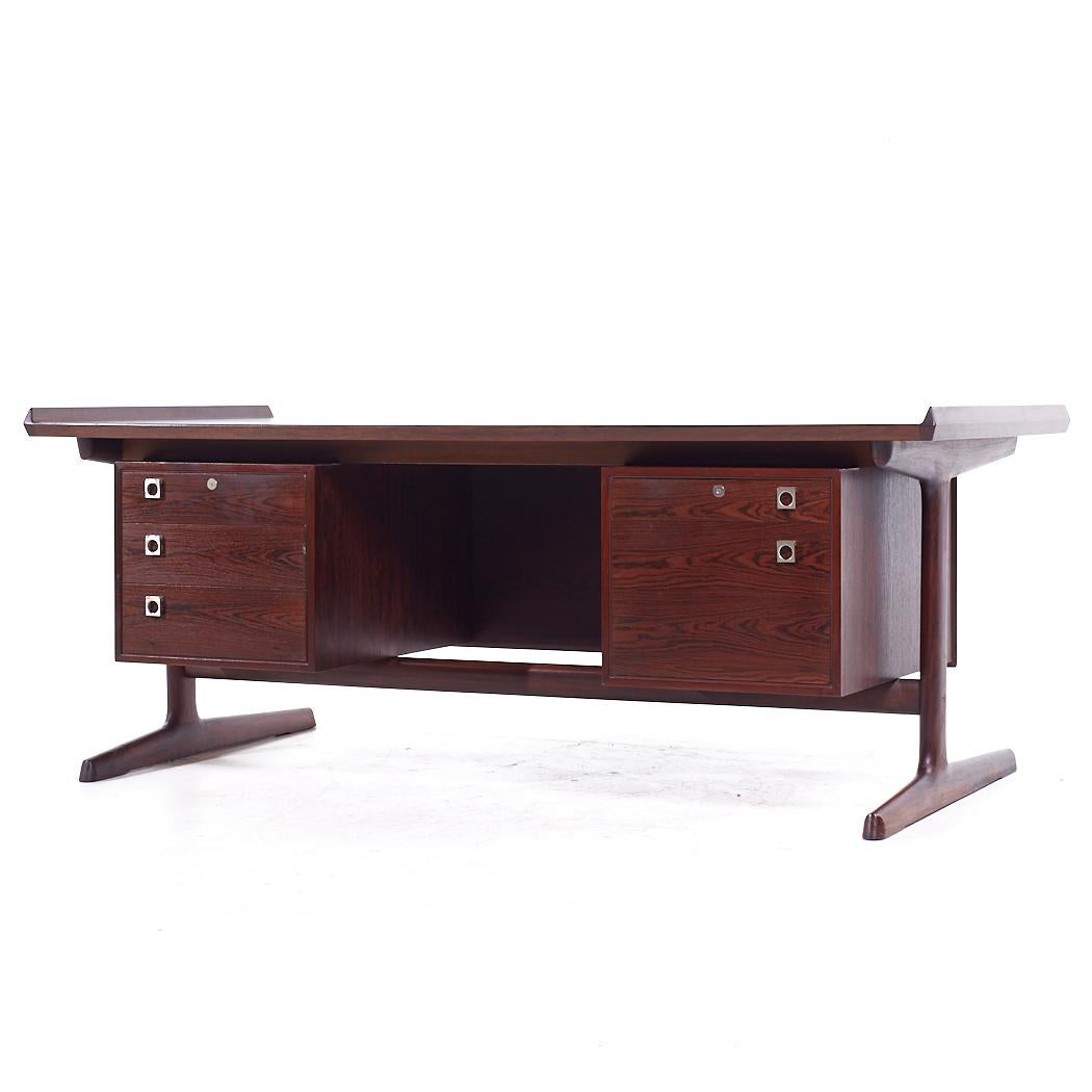 Mid-Century Modern H P Hansen Mid Century Danish Rosewood Floating Executive Desk For Sale