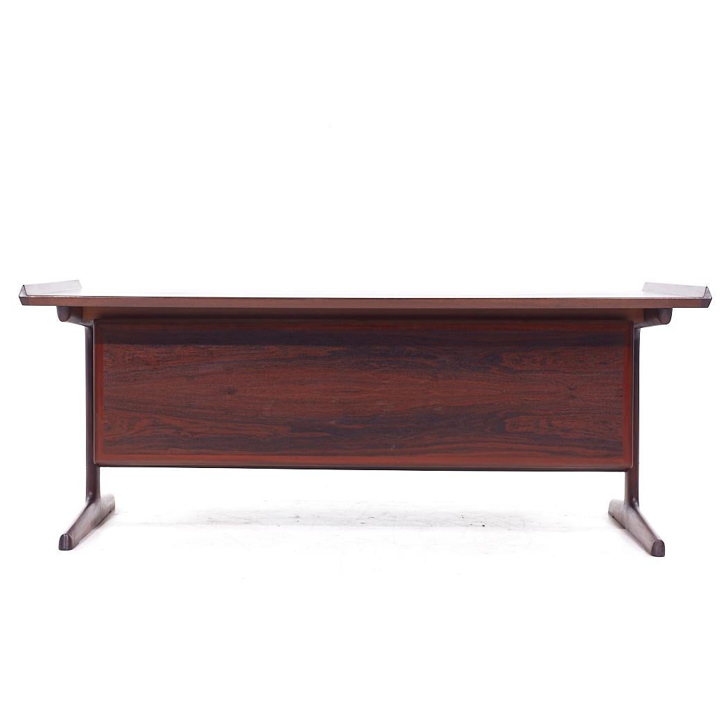 Late 20th Century H P Hansen Mid Century Danish Rosewood Floating Executive Desk For Sale