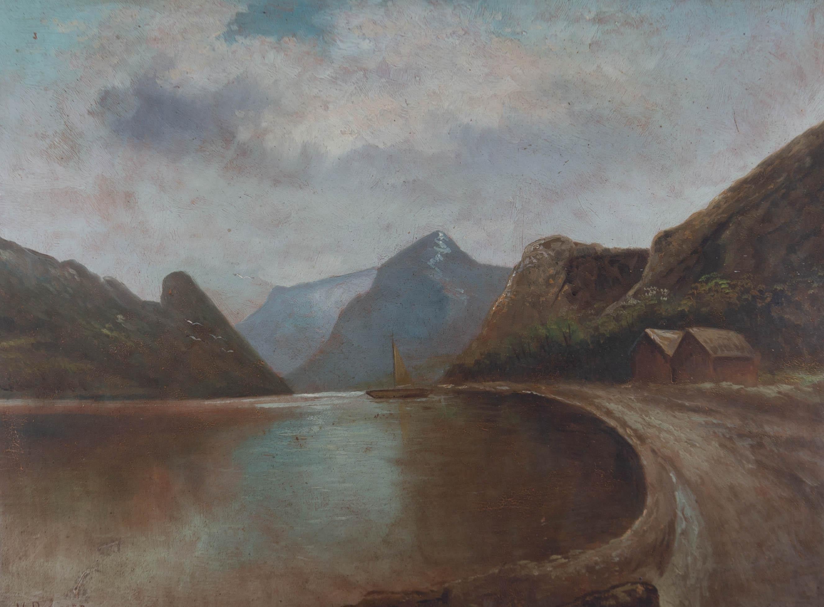 H. Palmer - Óleo de mediados del siglo XX, Logia junto al lago 2