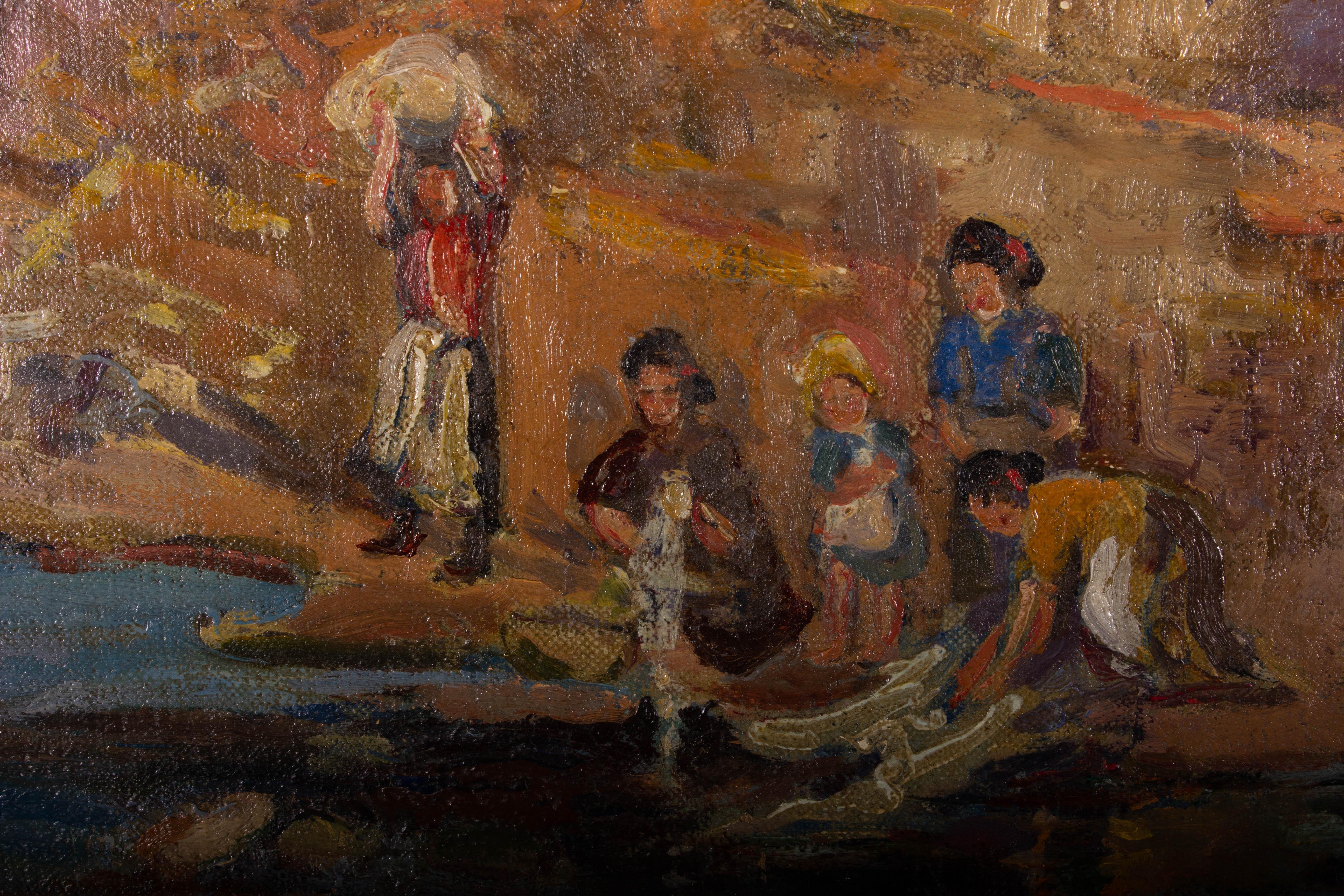 H. Pearson - Mid 20th Century Oil, Washing In The River For Sale 1