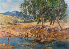 H. Pearson - Mid 20th Century Oil, Washing In The River