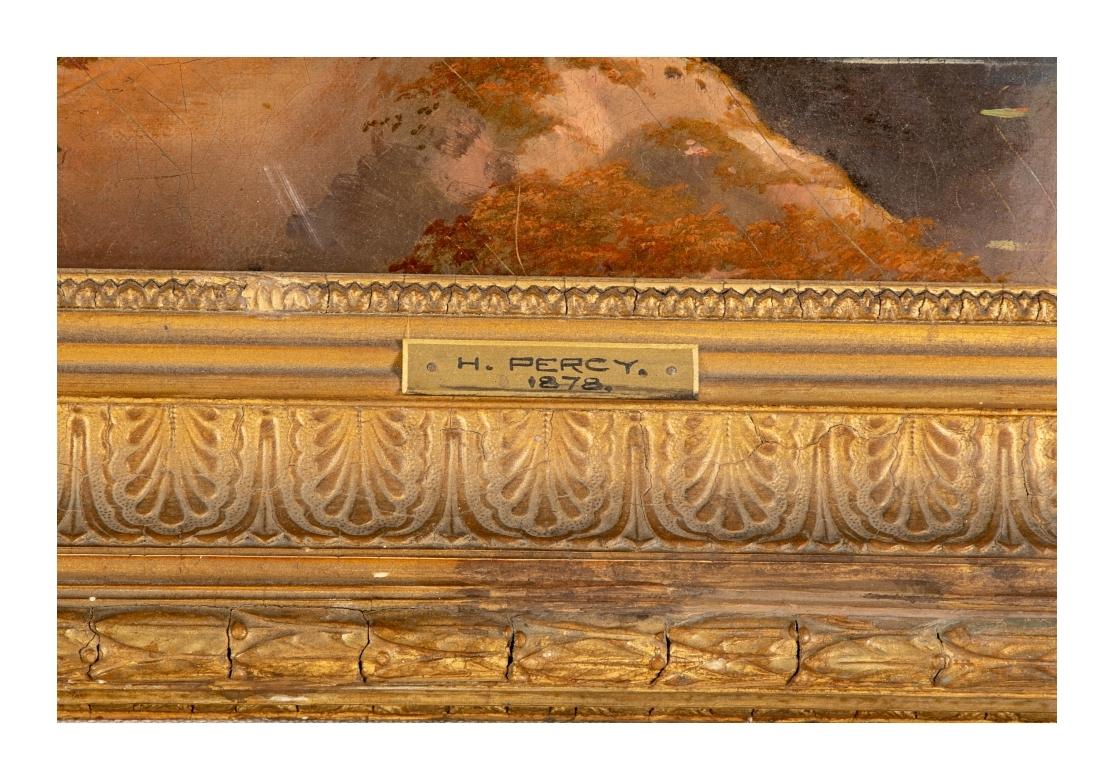 H. Percy, Óleo sobre tabla de finales del siglo XIX, Carro de granjero en un paisaje rural Madera en venta